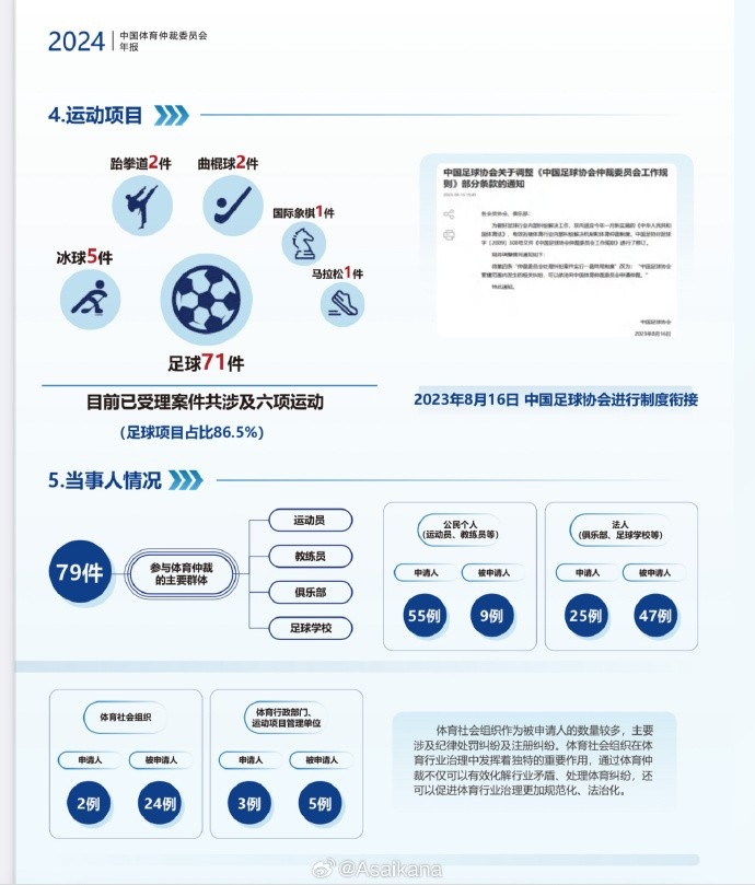 國家體育總局官網發(fā)布了中國體育仲裁委員會的2024年度工作報告